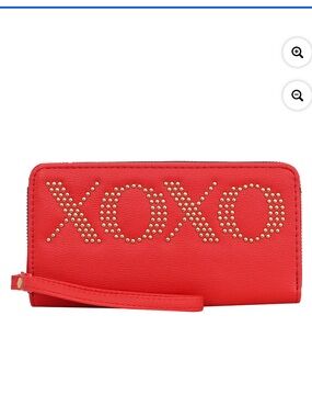 Red XOXO Studded Wristlet Wallet